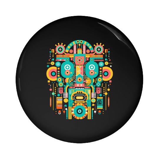 Maya God Mayan Mythology Itzamna Mask Art Pin Buttons