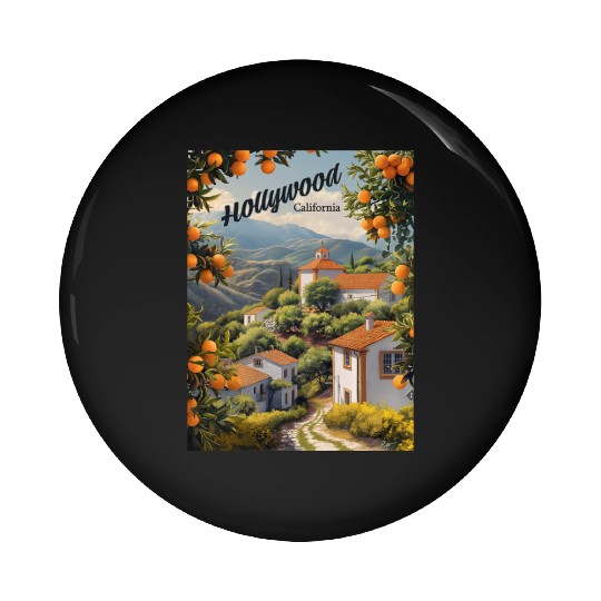 Old Hollywood California: Orange Groves Await Pin Buttons