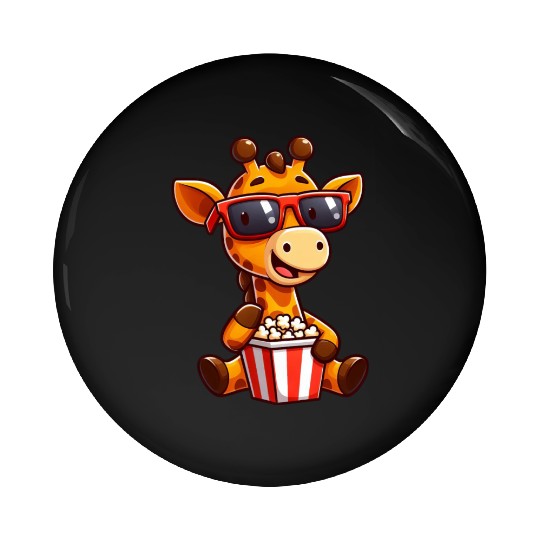 Cool giraffe popcorn cinema movie film lover Pin Buttons