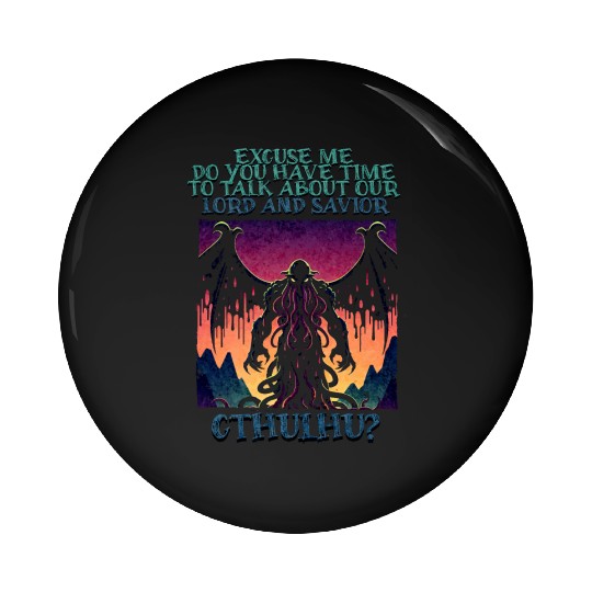 Lord & Savior Cthulhu Cult Lovecraft Necronomicon Pin Buttons