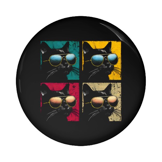 Black Cat Pop Art Pin Buttons