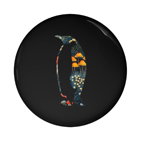 Aesthetic Silhouette Mushrooms Cottagecore Penguin Pin Buttons