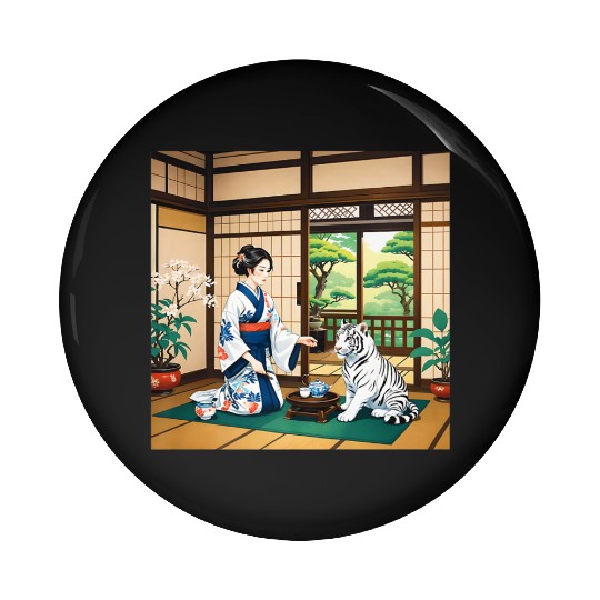 Fantasy Kimono Tiger Premium Pin Buttons