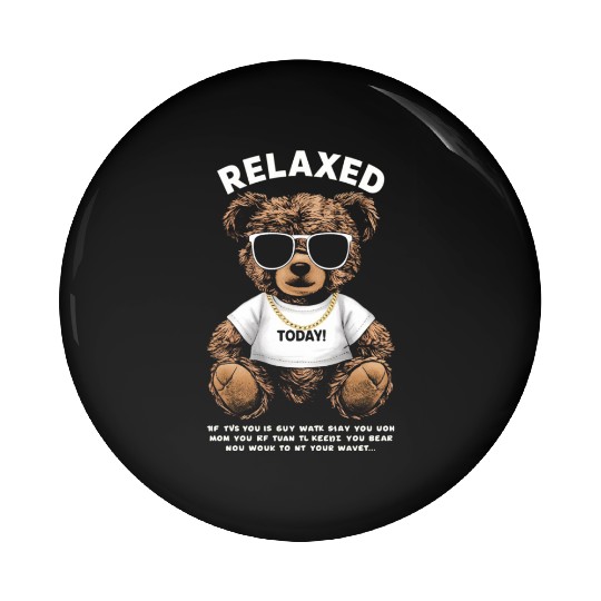 Relaxed Teddy Bear with Sunglasses Pin Buttons