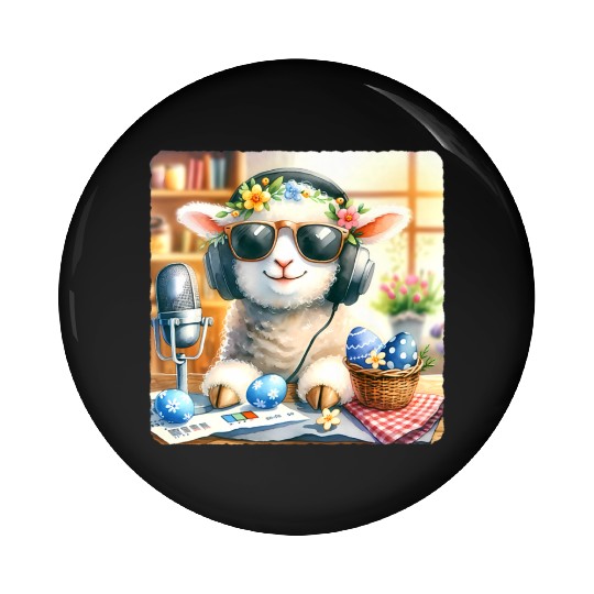 Easter Lamb Cozy Sunglasses Treats Pin Buttons