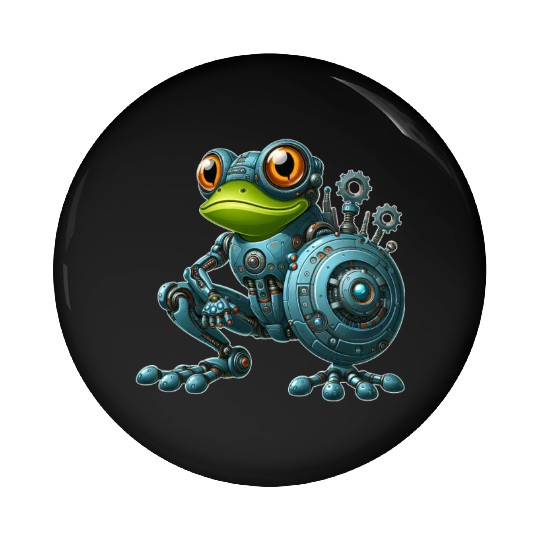 Cyborg Frog Toad Newt Robot Mech Design Pin Buttons
