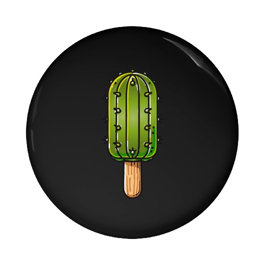 Funny cactus ice cream motif in comic style is fun Pin Buttons