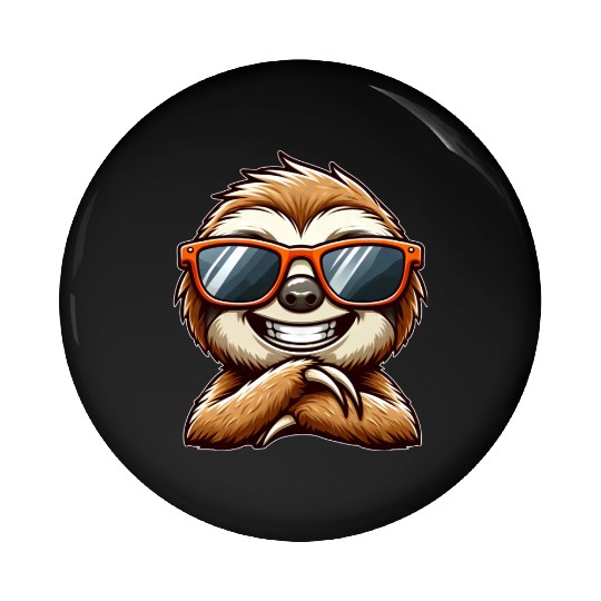 Cool sloth sunglasses summer cartoon animal Pin Buttons
