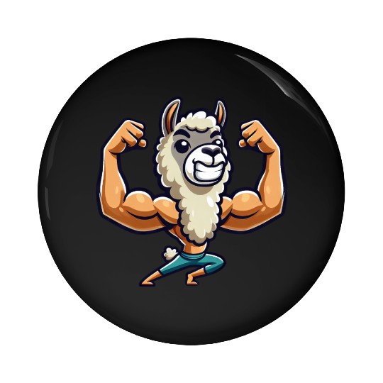 Llama Alpaca Fitness Workout Muscle Gym Pin Buttons