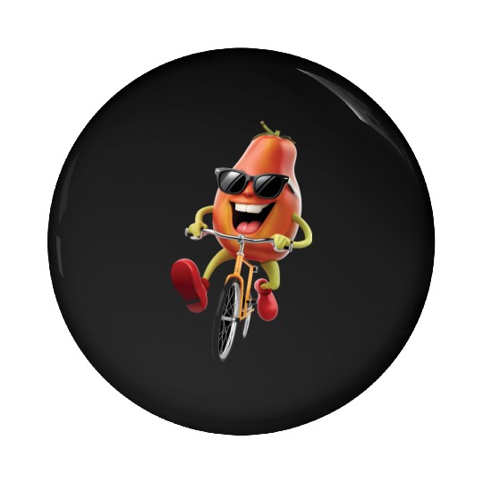 Papaya Cycling On Bike Realistic Pin Buttons