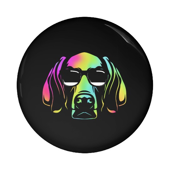 Colorful Weimaraner Dog Wearing Sunglasses Pin Buttons