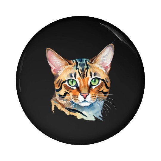 Leopard Cat Watercolor Pin Buttons
