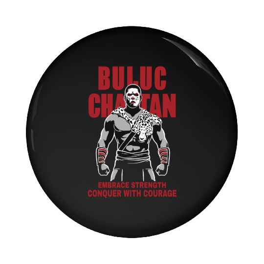 Maya God, Buluc Chabtan Embrace Strength Conquer Pin Buttons