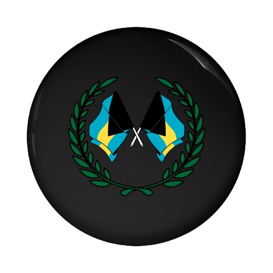 Flags Bahamas in laurel wreath Pin Buttons