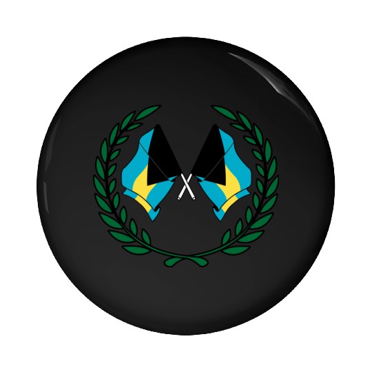 Flags Bahamas in laurel wreath Pin Buttons
