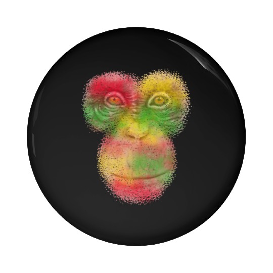 Colorful Retro Monkey Face Pin Buttons - Funny Monkey