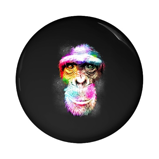Colorful Retro Realistic Monkey Face Funny Graphic Pin Buttons