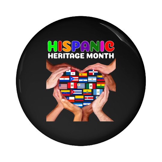 Hispanic Heritage Month All Countries Heart Hands Pin Buttons