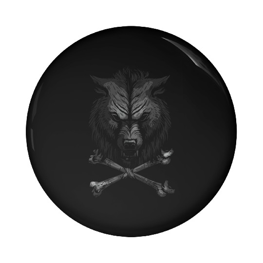 Wolf Skull and Crossbones Pin Buttons