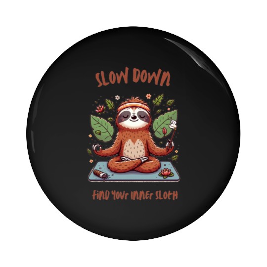 Meditating Sloth Pin Buttons