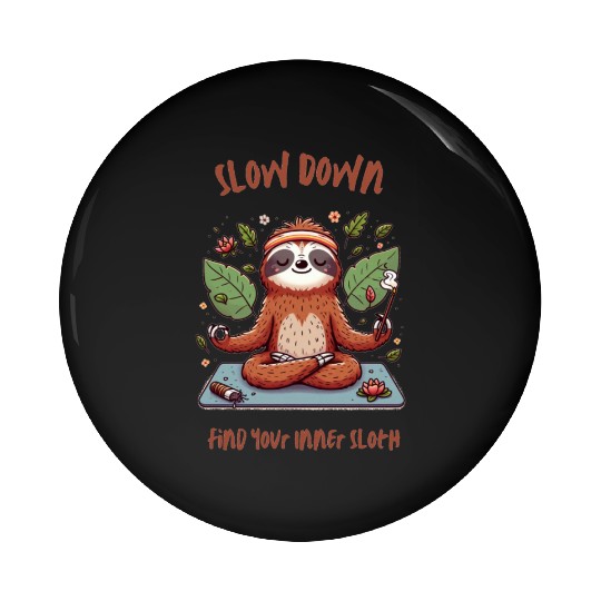 Meditating Sloth Pin Buttons