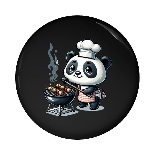 Cute BBQ Panda Pin Buttons
