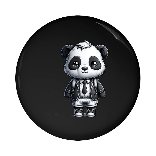 Cute Schoolboy Panda Pin Buttons