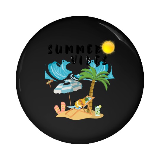 Summer Vibes Beach Scene Pin Buttons