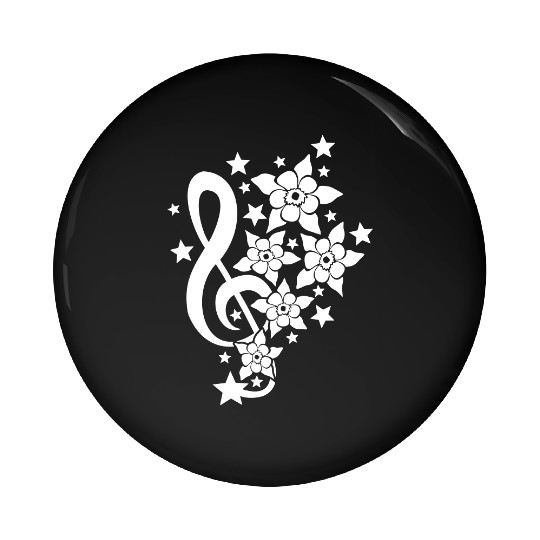 Music Clef Note French Stars Treble Flowers Sound Pin Buttons