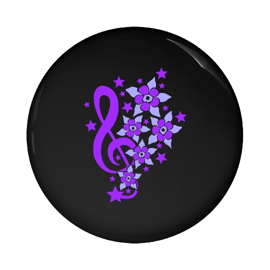 Music Clef Note French Stars Treble Flowers Sound Pin Buttons