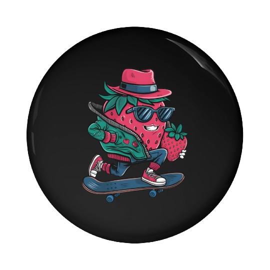 funny skateboarder berry cool lover strawberry Pin Buttons
