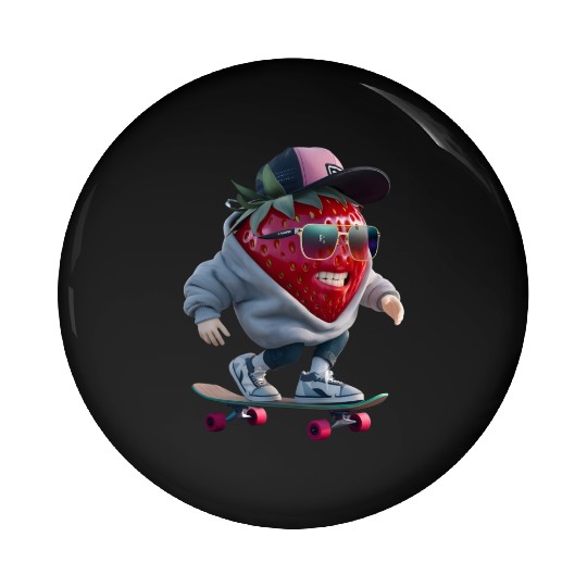 funny skateboarder berry cool lover strawberry Pin Buttons