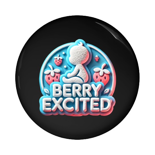 Berry Excited Baby Announcement Design Pin Buttons
