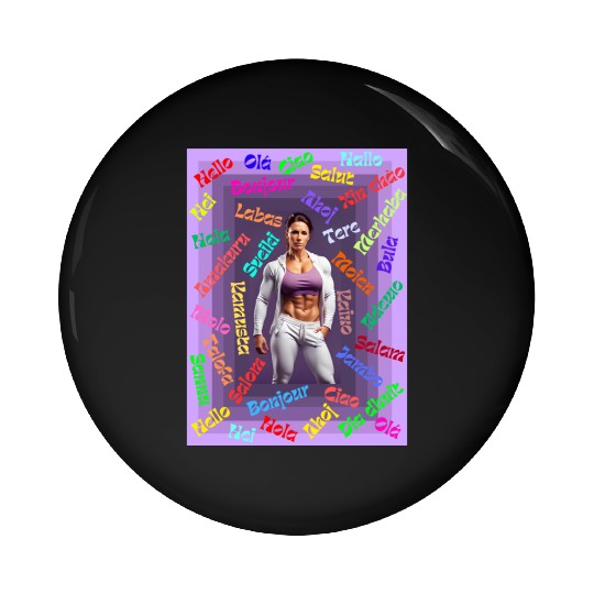 Multi language gym design Pin Buttons