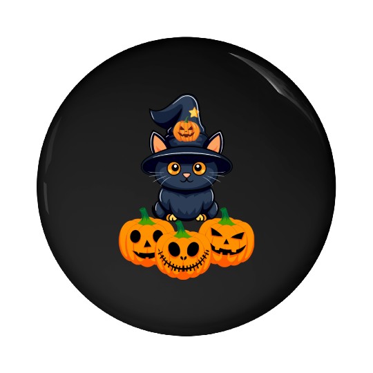 Cute Night Halloween Cat Lovers Pin Buttons