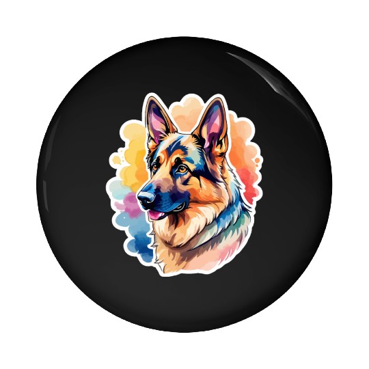 German Shepherd Watercolor Pin Buttons