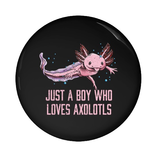 Just a Boy Who Loves Axolotl Salamander Funny Axol Pin Buttons