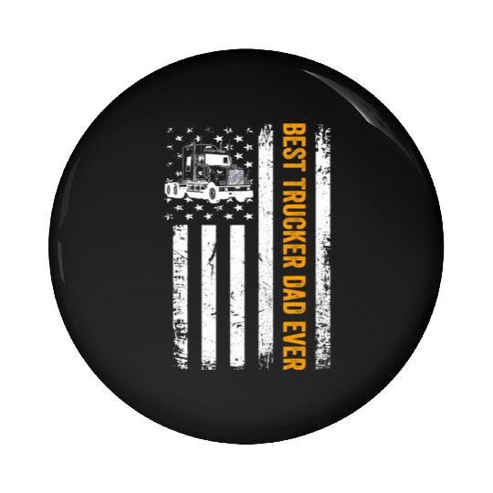 Vintage USA Best Trucker Dad Ever American Flag Pin Buttons