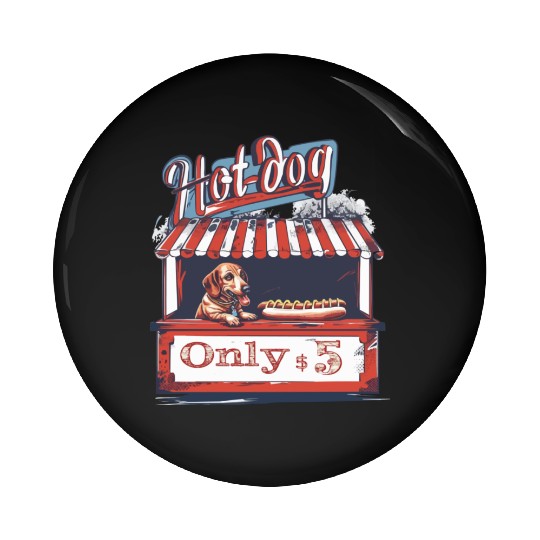Dachshund Dog in a Hot-Dog Stand Wiener Pin Buttons