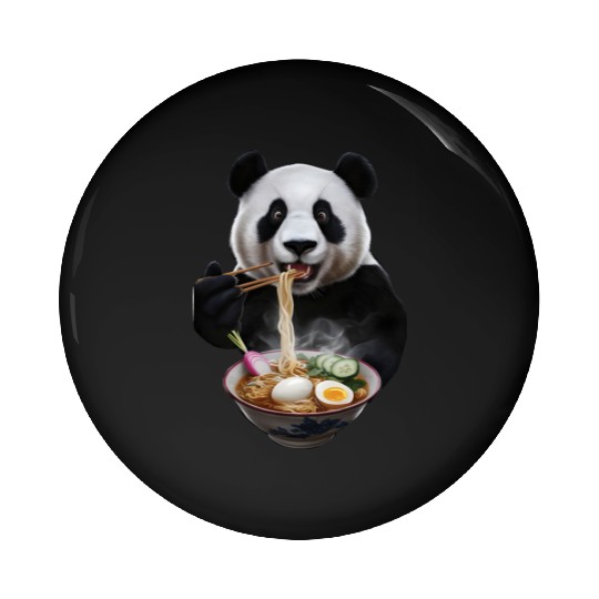 Panda Eating Ramen Realistic Pin Buttons