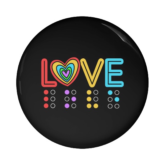 Retro Braille Rainbow Heart Braille Love Pin Buttons