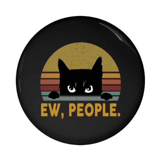 Ew People Black Cat Vintage Retro Pin Buttons