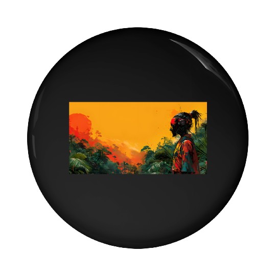 Digital Warrior: Tropical Twilight Pin Buttons