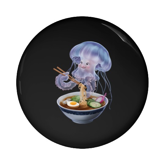 Jellyfish Eating Ramen Realistic Pin Buttons