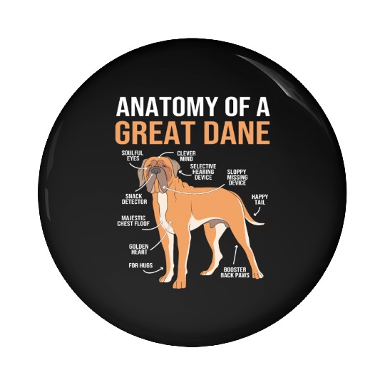Funny Dog Owner Anatomy Of A Great Dane Pin Buttons