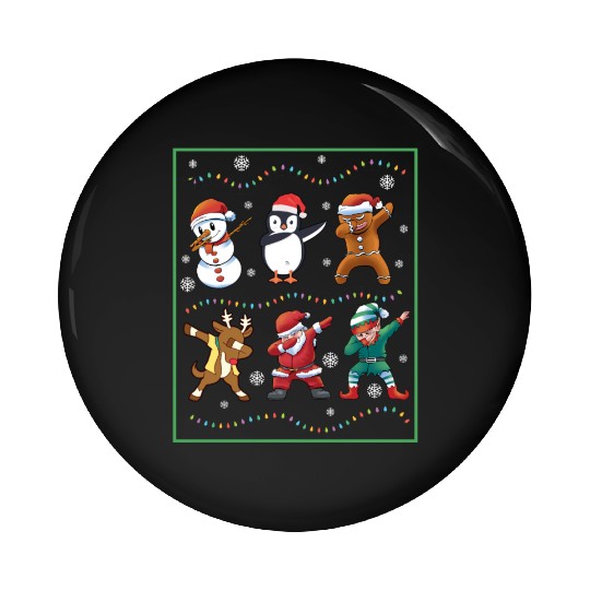 Dabbing Santa Elf Friends Christmas Boys Girls Men Pin Buttons