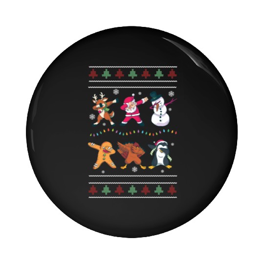 Dabbing Santa Elf Friends Christmas Dancing Xmas Pin Buttons