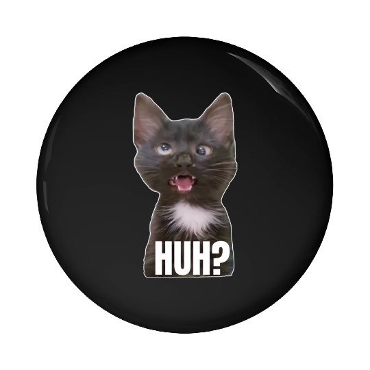 Funny Cross Eyed Cat Meme Huh Funny Cat Pin Buttons