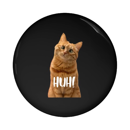 Funny Cross-Eyed Cat Meme Huh Funny Cat Pin Buttons