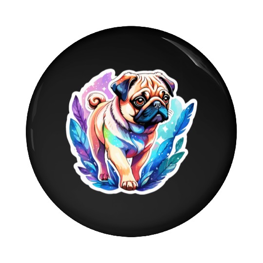 Pug Watercolor Pin Buttons